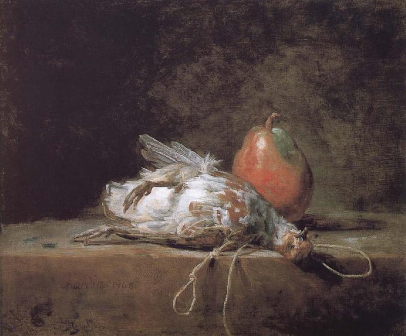 Jean Baptiste Simeon Chardin Gray partridge and a pear oil painting image